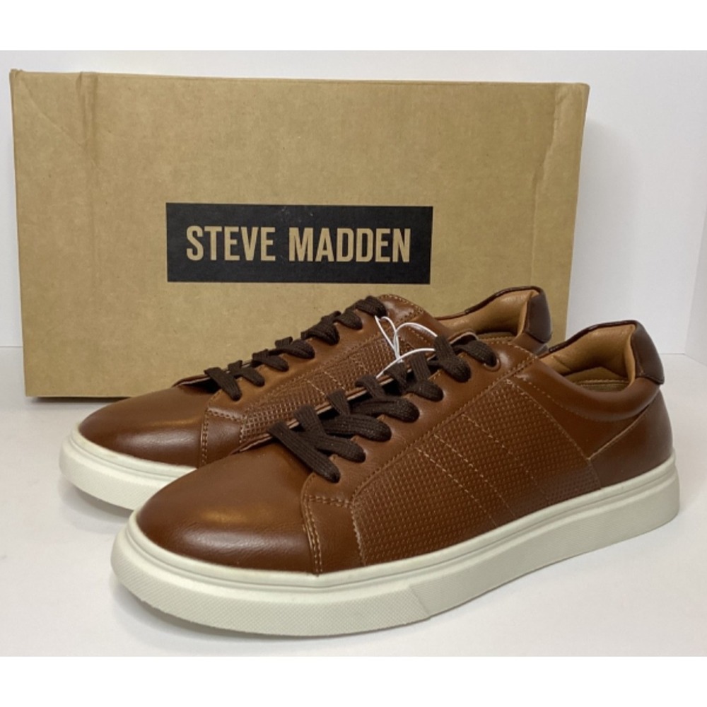 Steve Madden Men's  P-Spruce Lace Up Sneaker Shoe Size 8 Cognac NIB - Picture 3 of 5